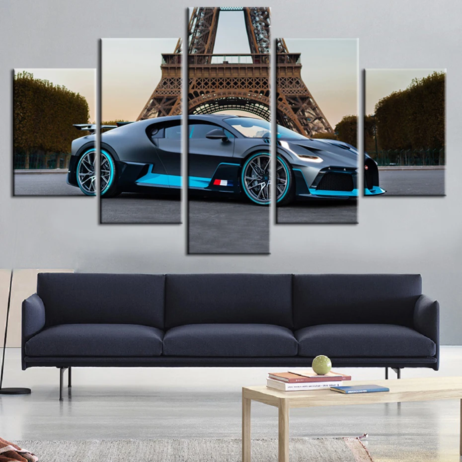 Черный Bugatti Divo постер 5 шт. суперкар холст картины спортивный автомобиль принты
