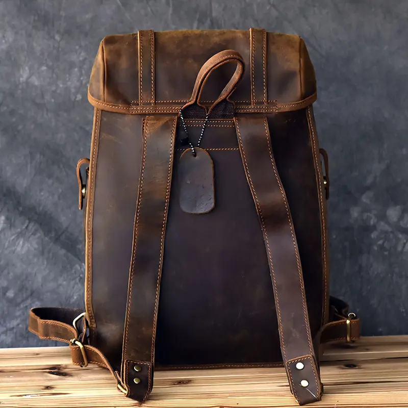 2018 Newest Men vintage crazy horse leather backpack Unisex cow Laptop rucksack Women Thick real school bag Cool | Багаж и сумки