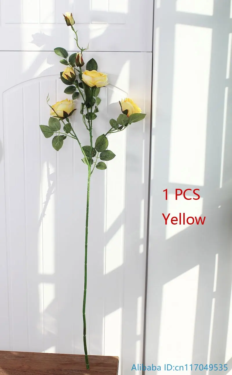 Yellow 1 шт. красивый искусственный цветок длинный стебель Шелковая Роза украшение для свадьбы украшение дома подарок 4 цвета F380 - Цвет: Yellow