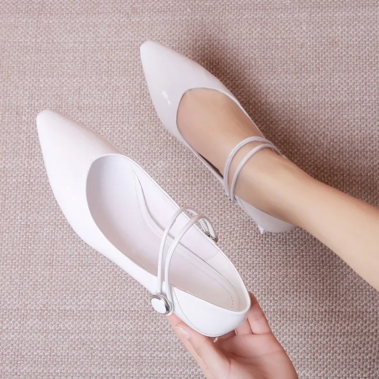 MLJUESE/Женская обувь на плоской подошве из мягкой лакированной кожи Белые удобные