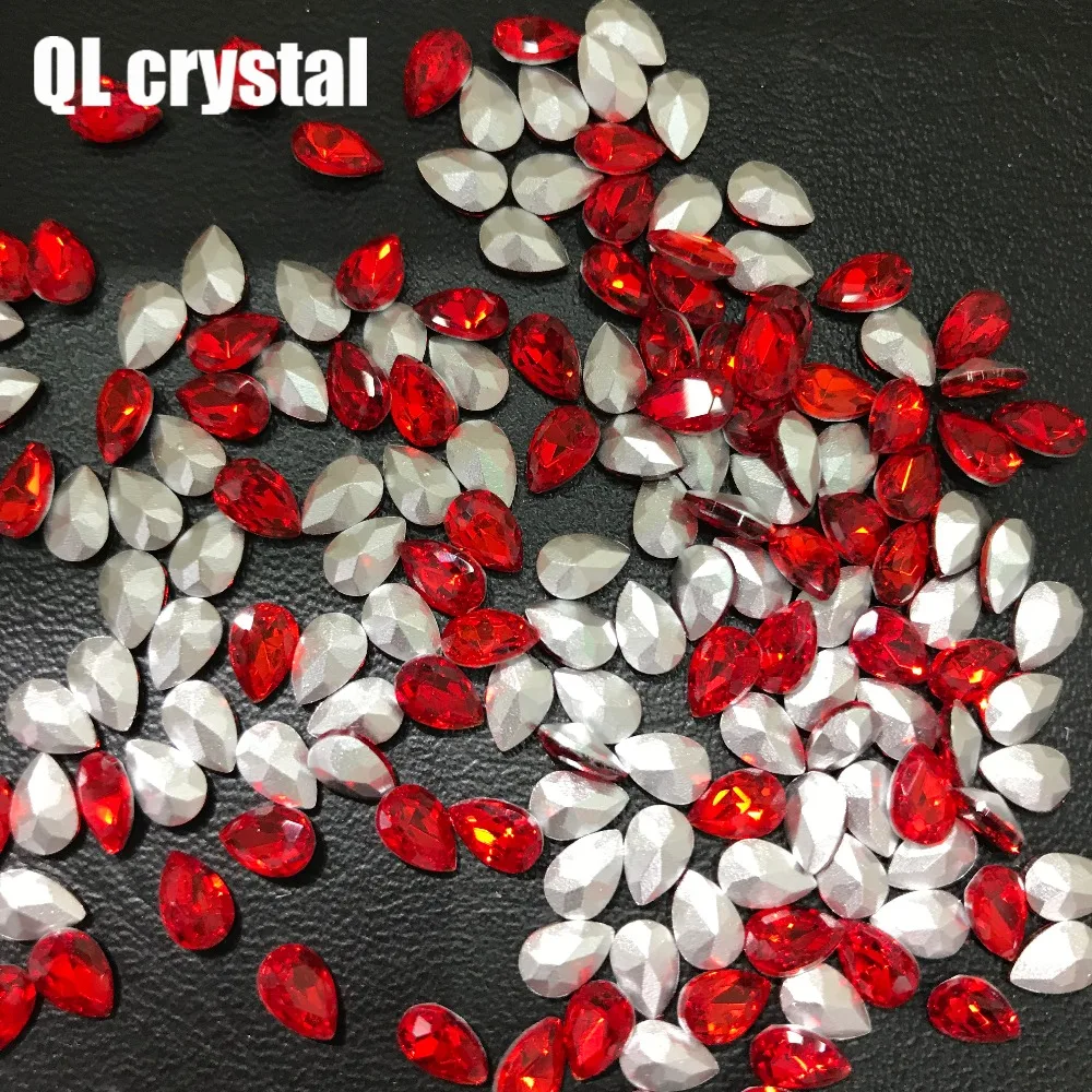 QL Crystal 4x6mm Red Teardrop Pointback Rhinestone High Quality for Jewelry Making DIY Accessories | Дом и сад