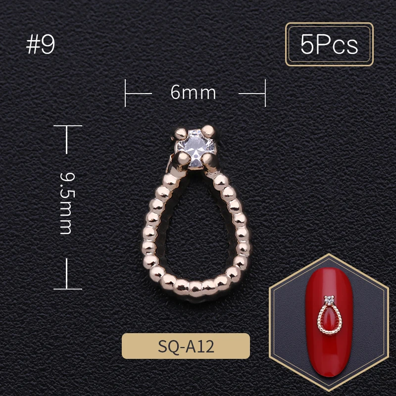 5Pcs Nail Rivet Studs Metal Geometric Mixed Pattern Crystal Stones DIY Accessories Tips 3D Art Decorations | Красота и здоровье