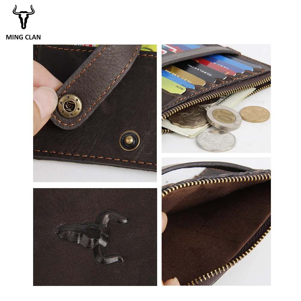 Mingclan Crazy Horse Women Long Wallet Zipper Pocket Card Holder Clutch Wallet Ticket Bank Card Bag Case Coin Purse Credit Card