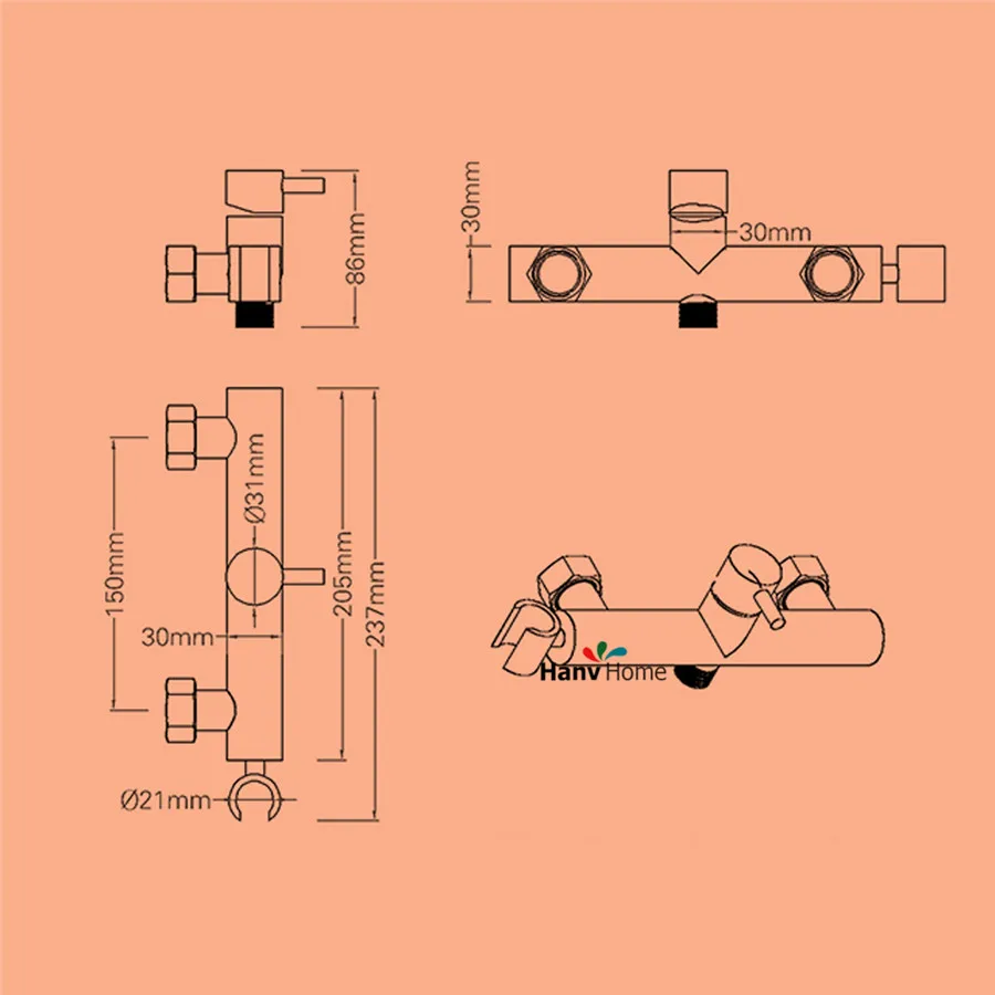 

Gold Wall Mounted Handheld Bidet Spray Shattaf douche Kit Sprayer Jet + Hot&Cold Mixer Valve 02-014