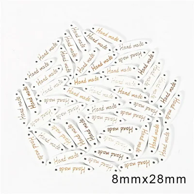 Style 12 50Pcs/lot mixed 4 Sizes Wooden Button "Hand Made" tags Wood Sewing Accessories For Clothes Handmade Scrapbooking Craft DIY - Цвет: Style 12
