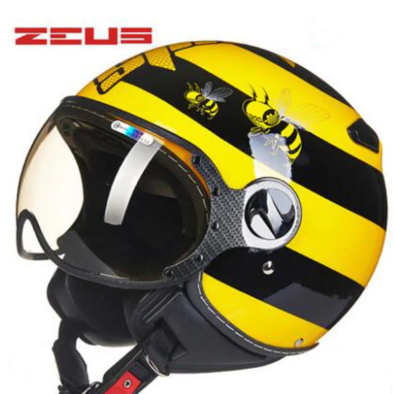 Яркий черный smile ZEUS 3/4 мотоциклетный шлем Chopper с открытым лицом Ретро для