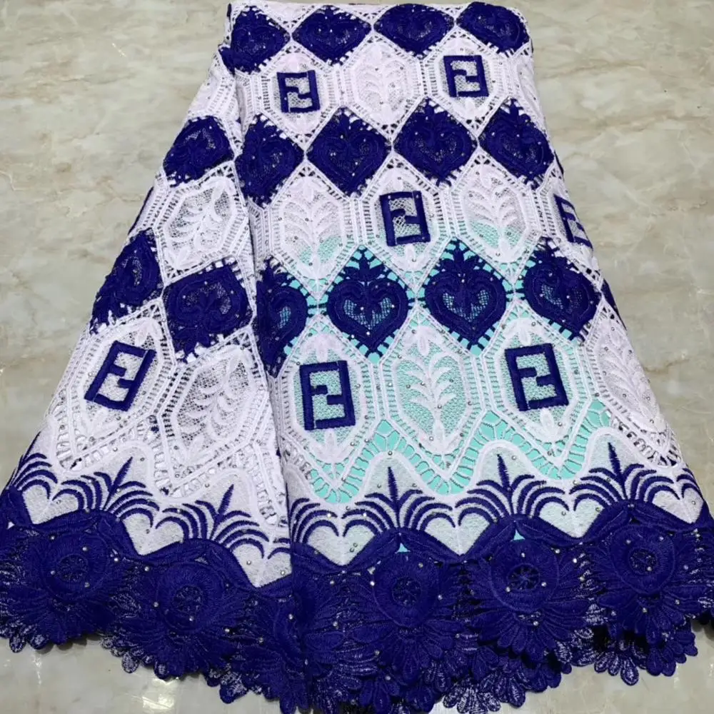 

2019 Latest African Lace Fabric Swiss Voile Lace High Quality Embroidered French Lace Fabric with Stones Guipure Lace Fabric