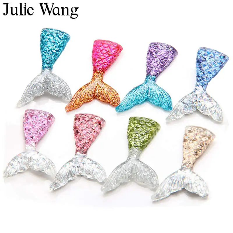 Julie Wang 10 шт. Разноцветные Подвески из смолы с хвостом русалки ручной работы