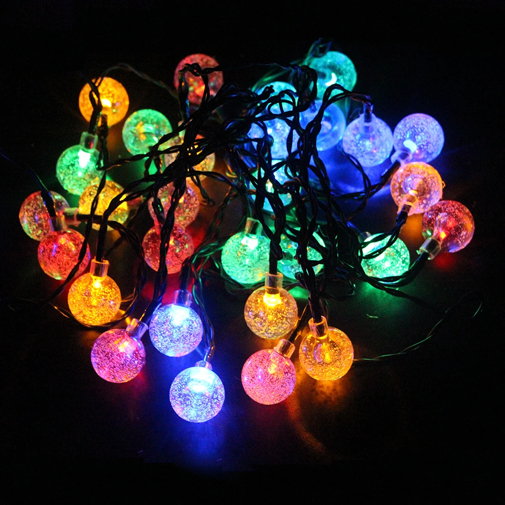 

6M 30LED Solar Powered Fairy Lights outdoor Bubble Ball String Light Waterproof Christmas Lights Wedding Party Lawn Garden Decor