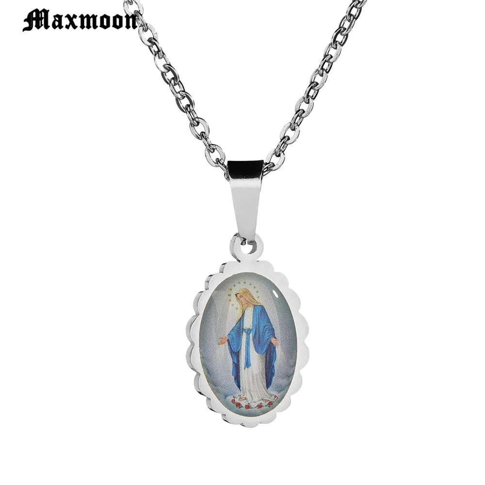 Максмун католическое религиозное ожерелье с изображением Девы Марии из нержавеющей стали с покрытием золотого цвета гуадалупские подвески ожерелья для ювелирных изделий.