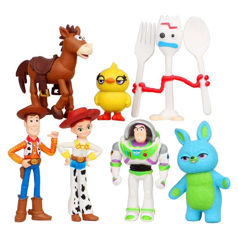 7pcs История игрушек 4 Аниме Фигурка Вуди Базз Лайтер Джесси форки инопланетянин Коллекционная кукла детские игрушки 3 шт./7 шт./9 шт./11 шт - Цвет: 7pcs