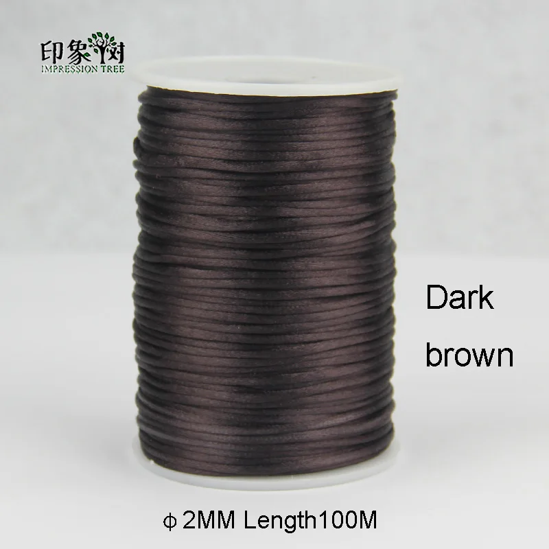 Dark brown 100 м/рулон 2 мм нейлоновая нить китайский узел макраме браслет Плетеный шнурок DIY кисточки вышивка бисером Изготовление ювелирных изделий нить 484 - Цвет: Dark brown