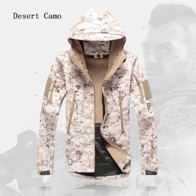 Refire gear новые тактические уличные камуфляжные куртки с капюшоном мужские мягкие оболочки пальто водонепроницаемая ветровка Спортивная походная верхняя одежда - Цвет: Desert Camo