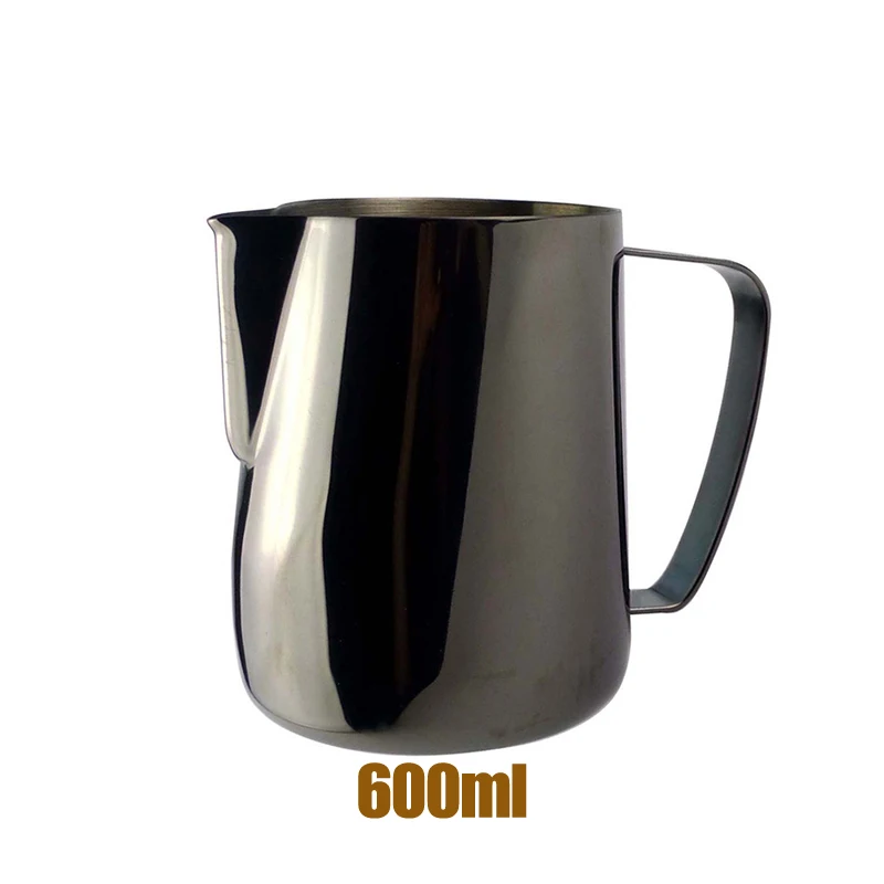 Black 600ml Кувшин для крема из нержавеющей стали потяните цветок чашки эспрессо капучино искусство кувшин красочные кувшин капсулы молока кружка кофе инструменты - Цвет: Black 600ml