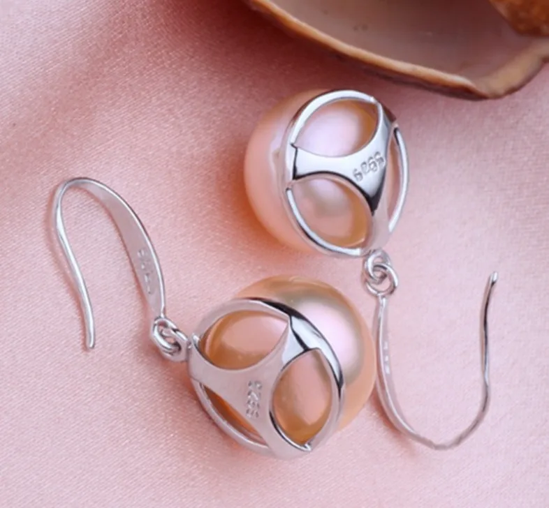 Женские серьги из натурального пресноводного жемчуга ASHIQI висячие серебра 925