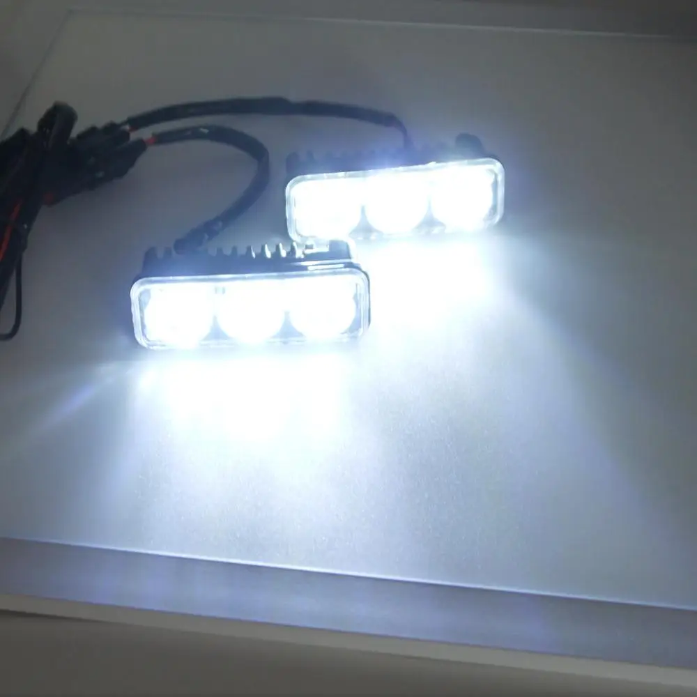 

Eonstime 2Pcs 12V DRL Daytime Running Light Turn lights car light High Power 3LED Light Source Waterproof Auto Lamp 6500K