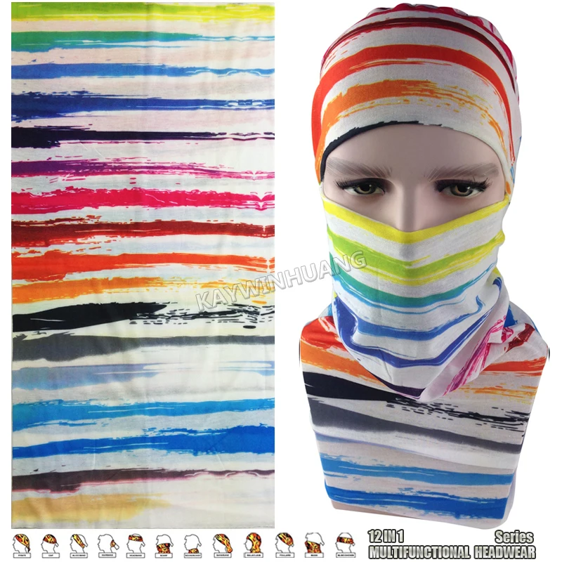 

EXPRESS SHIPPING 100pcs/lot (Mix Model OK) Nice Rainbow Stripes Tube Cycling Headwear Mask Neck Warmer Multifunctional Bandana