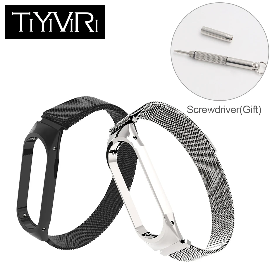 Браслет для Xiaomi Mi Band 3 умный Аксессуары ремешка из нержавеющей стали магнитный