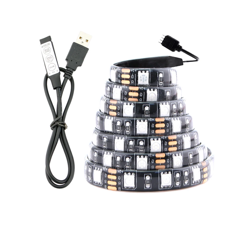 3Key Controller Set 5 в USB Светодиодная лента RGB PC 5 в 5050 ТВ ПОДСВЕТКА Водонепроницаемая RGB 5 в Светодиодная лента USB 5 В Светодиодная лента Водонепроницаемая с контроллером - Испускаемый цвет: 3Key Controller Set