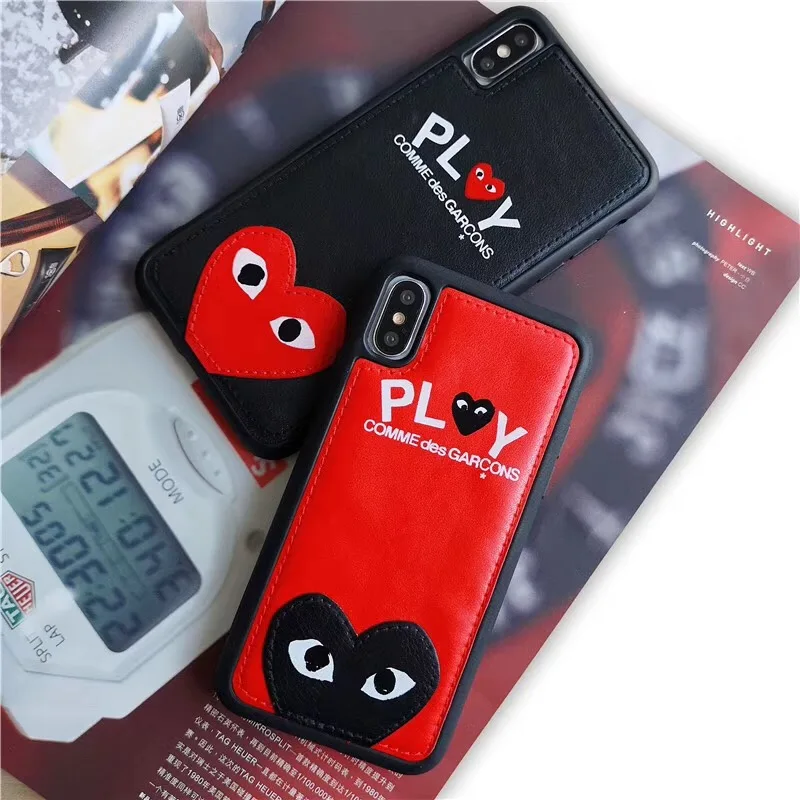 Hot Japan Comme des Garcons CDG play leather phone cover for iphone 6 6s 7 8 plus x xs max xr love eyes capa case coque |