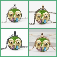 new cute pug necklace dog jewelry glass dome pendant cute puppy sweater chain statement no neck animal lover gift choker