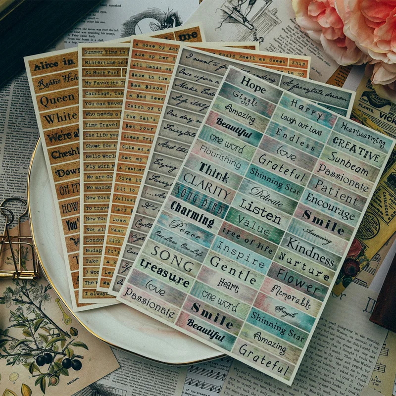 Vintage Phrases Stickers for Scrapbooking DIY Projects/Photo Album/Card Making Crafts |