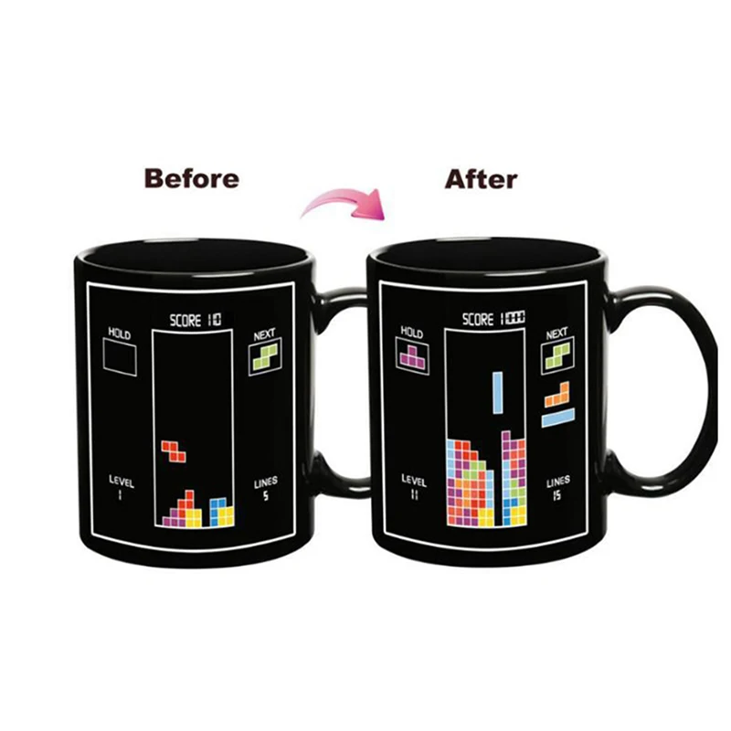 Новая волшебная чашка с изменением цвета Термочувствительная ручка для Тетрис