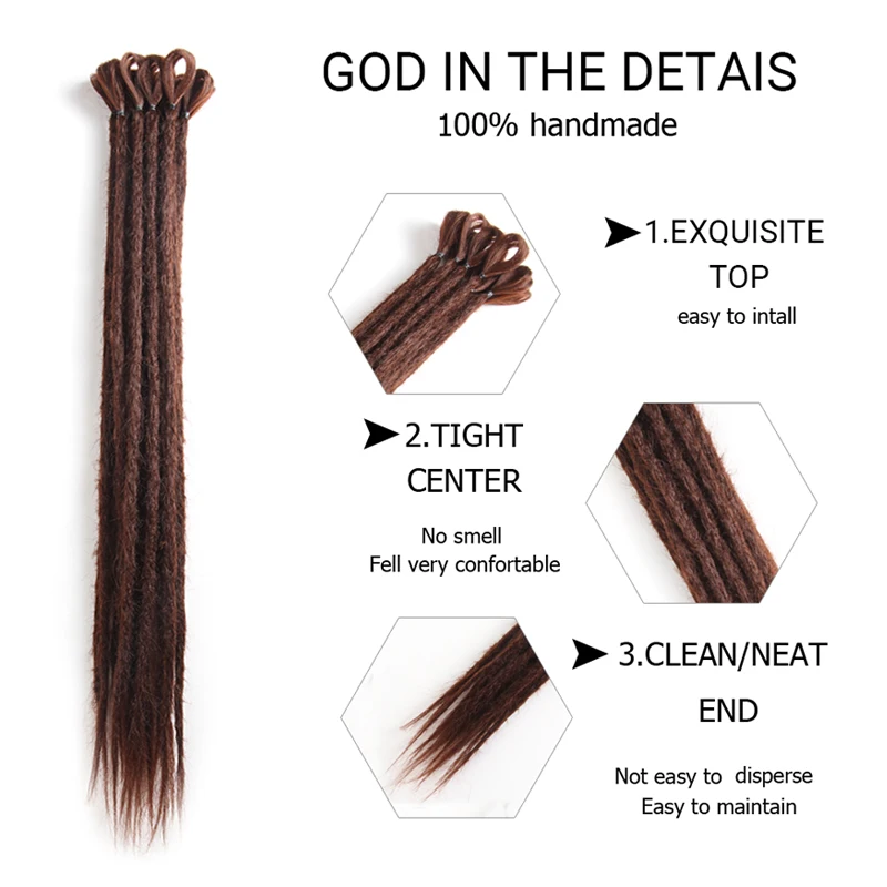 SAMBRAID 20 inch Fashion Crochet Braids Hair Hip-Hop Synthetic Braiding Hair Crochet Dreads Dreadlocks Extensions