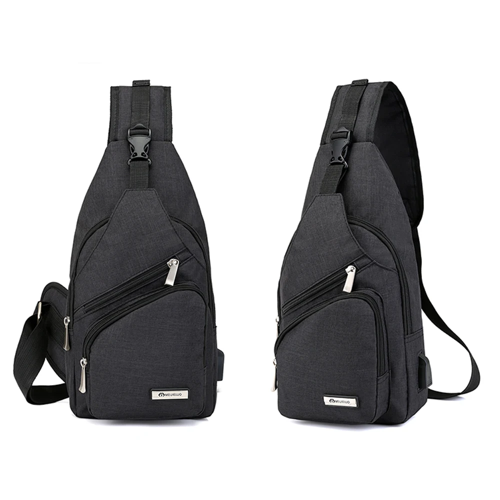 Сумка нагрудная мужская с USB-портом уличная Сумочка для отдыха путешествий езды
