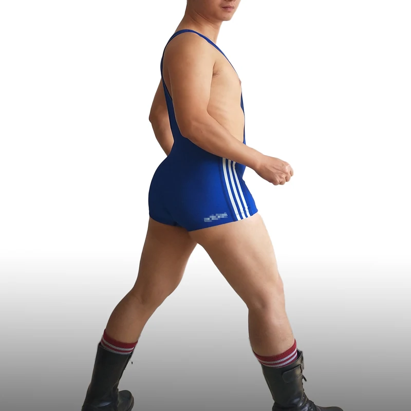 Badiace с низким вырезом бедра пользовательские мужские борцовки Singlet Профессиональный Тяжелая атлетика тренажерный зал наряд человек цельный купальник