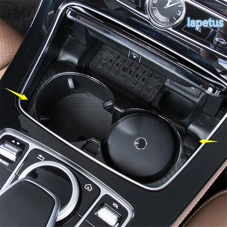 Lapetus Front Seat Water Cup Holder Decoration Frame Cover Kit Matte Carbon Fiber ABS Fit For Mercedes Benz GLC X253 2016 - 2019 |