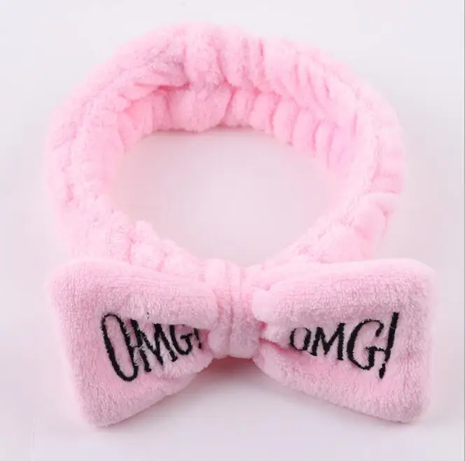 Повязка на голову женская из кораллового флиса с надписью OMG милая цветная