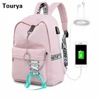 Водонепроницаемый рюкзак Tourya для девочек-подростков, модные школьные ранцы для ноутбука с USB-зарядкой и бантом, дорожная сумка