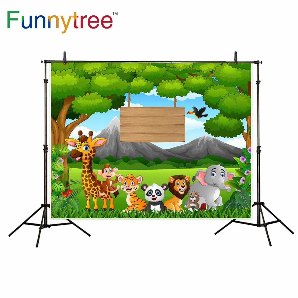 Фон для фотосъемки Funnytree с изображением животных из мультфильмов темативечерние