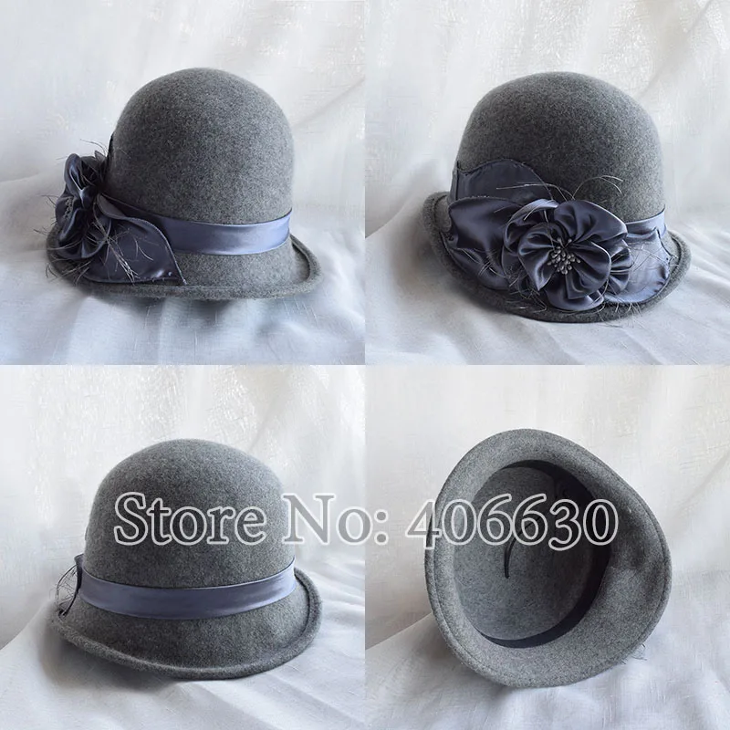 Новые цветочные шерстяные фетровые шляпы для женщин Chapeu платье Fedoras Cloche шляпы женские SDDW041