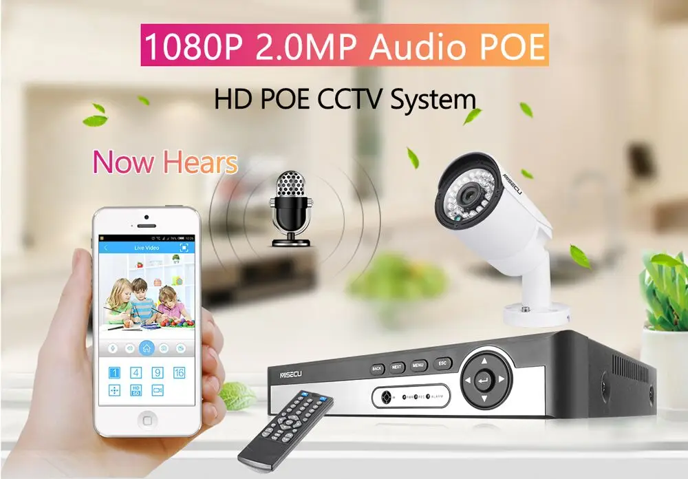 MISECU 8CH 1080P CCTV камера система аудио запись 2MP пуля PoE IP камера водонепроницаемый открытый ночное видение комплект видеонаблюдения
