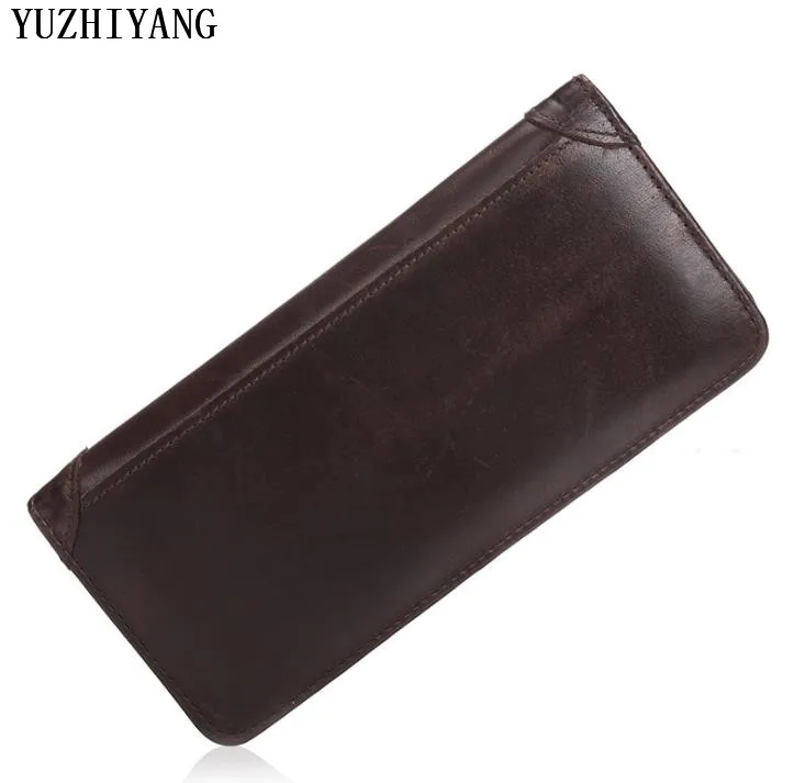 Высококачественный мужской кошелек длинный кожаный коричневый ручной работы