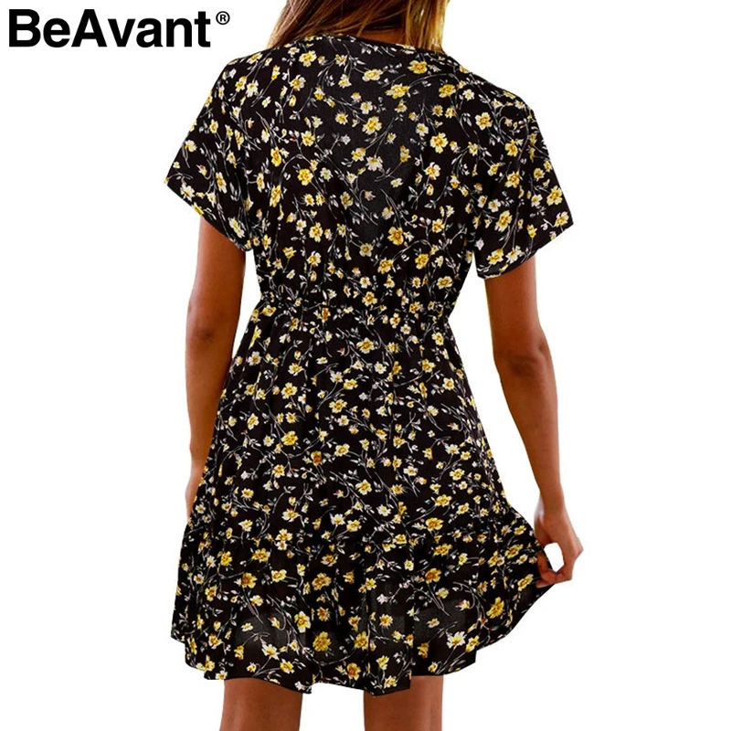 BeAvant Boho короткое платье с цветочным принтом женское сексуальное Глубокий