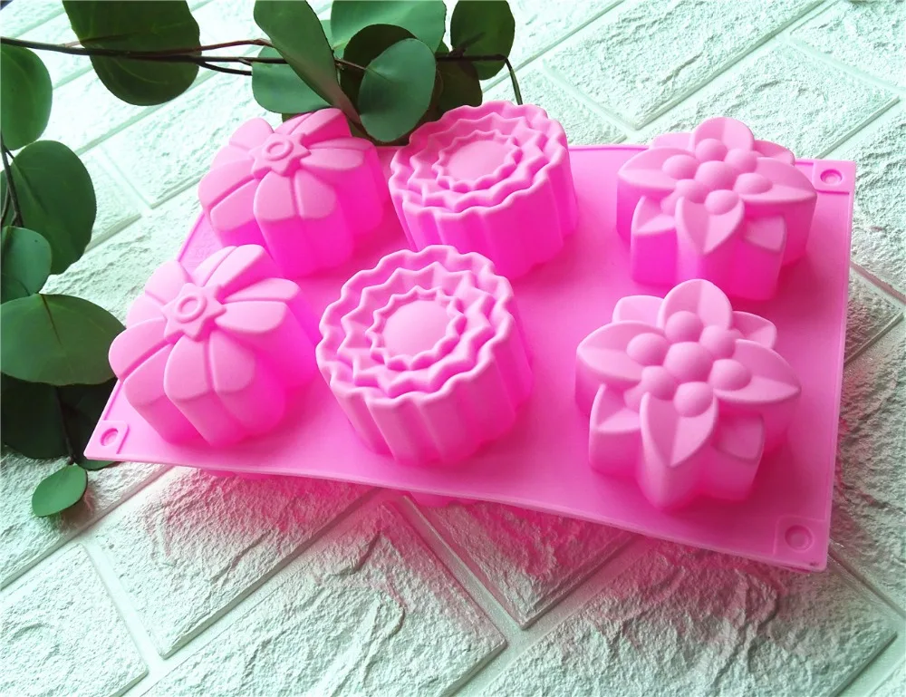 DIY мыловарение поставки Confeitaria силикагель 6 отверстий 3 группы цветок торт форма для изготовления мыла вручную форма для желе, пудинга Популярные