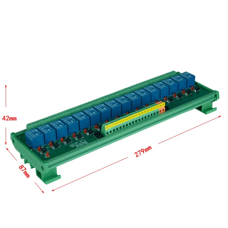 16 каналов триггер Напряжение релейный модуль с plc разъемом действительно модульный оптрон релейный модуль C креплением на рейке DIN. PLC контроля холодильного агрегата
