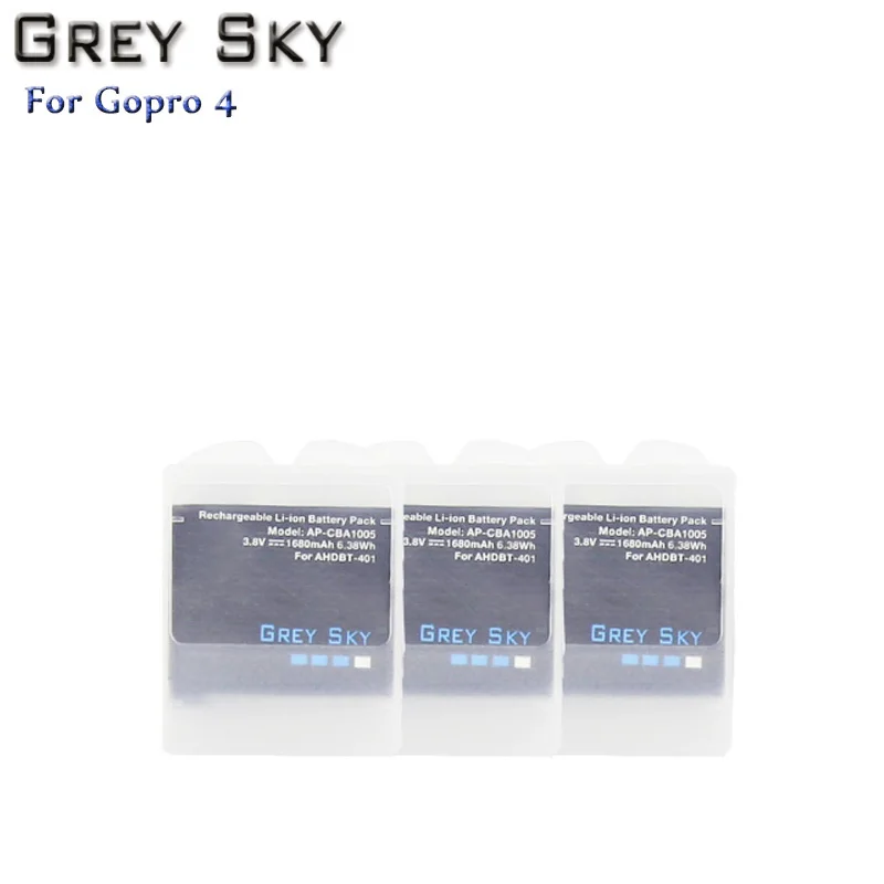 3 battery Аккумулятор 1680 мАч hero 4 akku для Gopro hero 4 батареи Go Pro hero 4 bateria AHDBT 401 аксессуары для экшн-камеры - Цвет: 3 battery