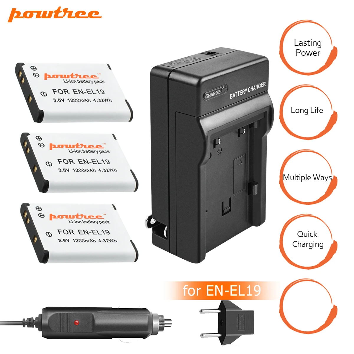 3X EN-EL19 EN EL19 Rechargeable Battery+Battery Charger For Nikon S2500 S2600 S2700 S3100 S3200 S3300 S3500 S4100 S6500 L35 | Электроника