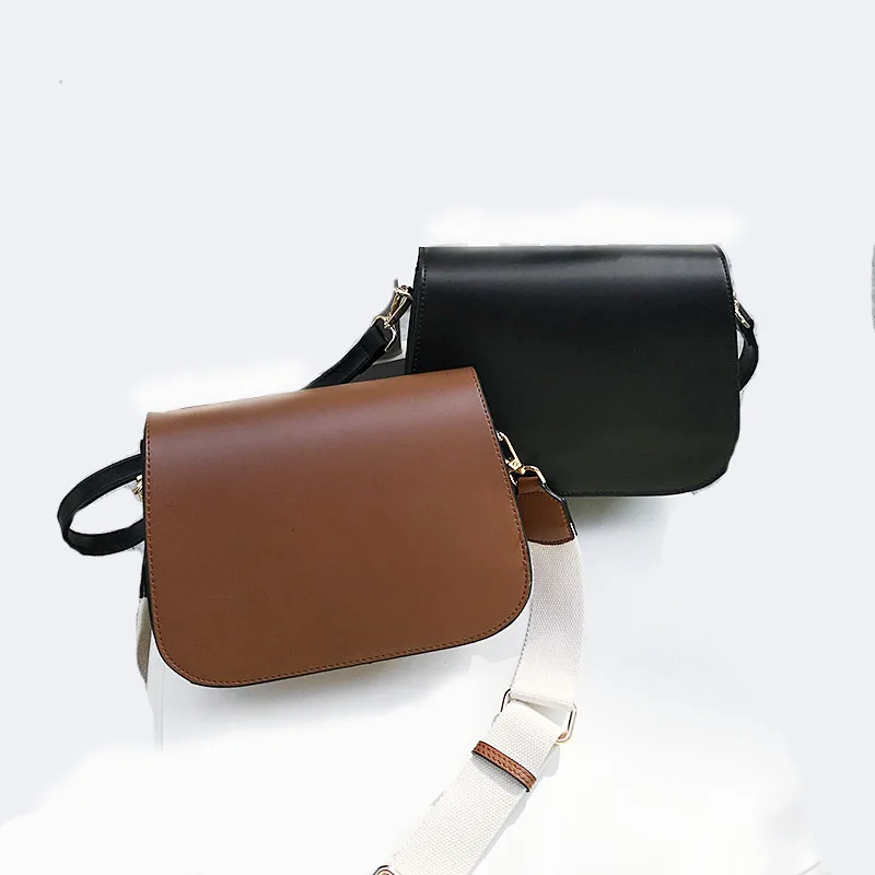 

New Fashion Lady Shoulder Handbag PU Leather Retro Women Messenger Bag Horseshoe Buckle Simple Semi-circle Saddle Purse