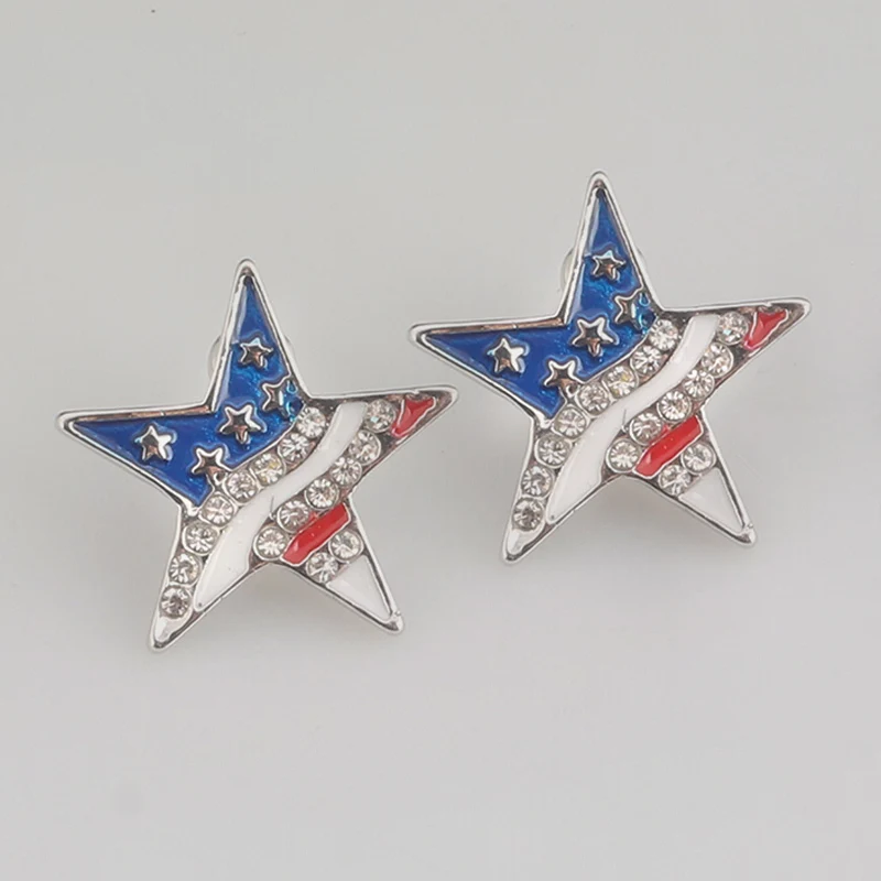 RJ Новая мода американский флaг сшa yзкиe серьги гвоздики в виде синего и белого