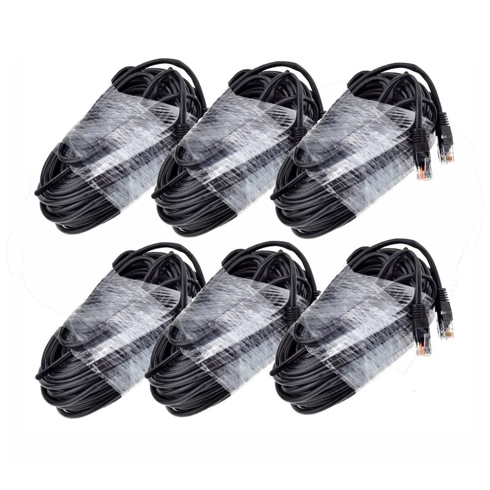 Gadinan 6 шт. RJ45 CAT5E CAT5 LAN Ethernet сетевой кабель черный 20 м 60 футов Специальный для IP PoE