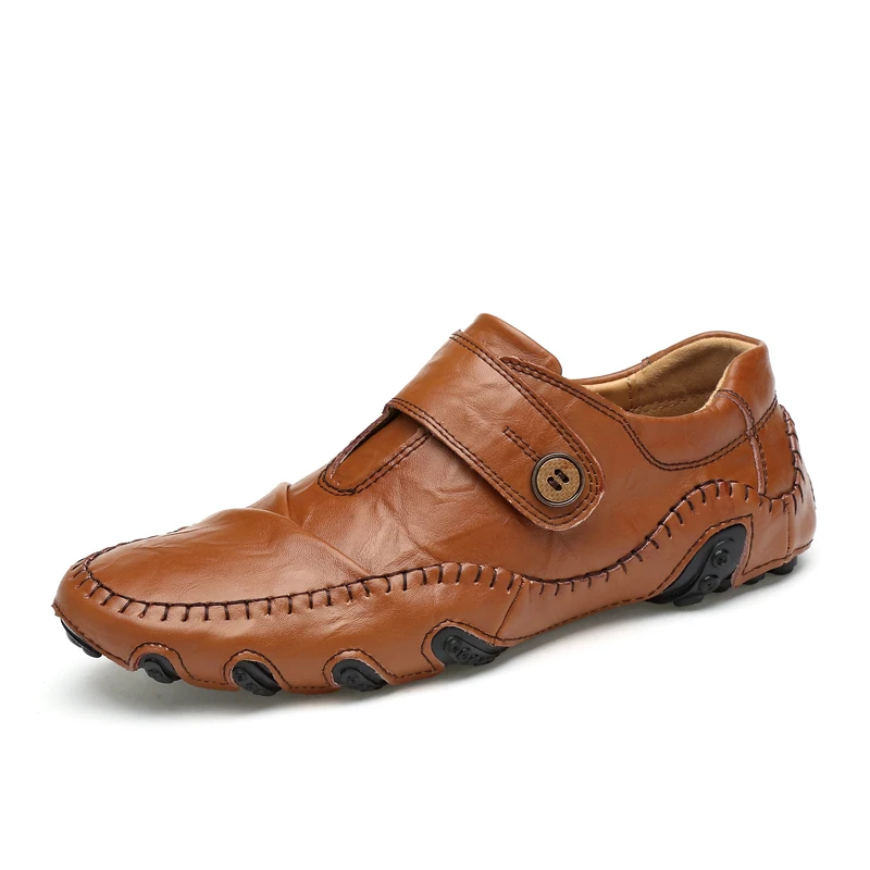 Handmade Genuine Leather Men's Flats Casual Luxury Brand Men Loafers Comfortable Soft Driving Shoes Slip On Moccasins | Обувь