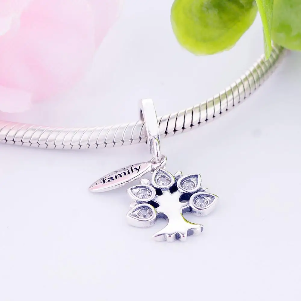 AliExpress горячая Распродажа Настоящее серебро 925 пробы семья Дерево жизни Fit Pandora браслет подвеска ожерелье подарок