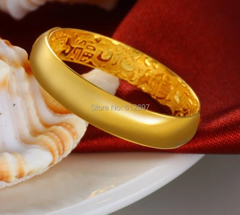 Горячая Распродажа однотонное кольцо из 24 каратного желтого золота гладкое на