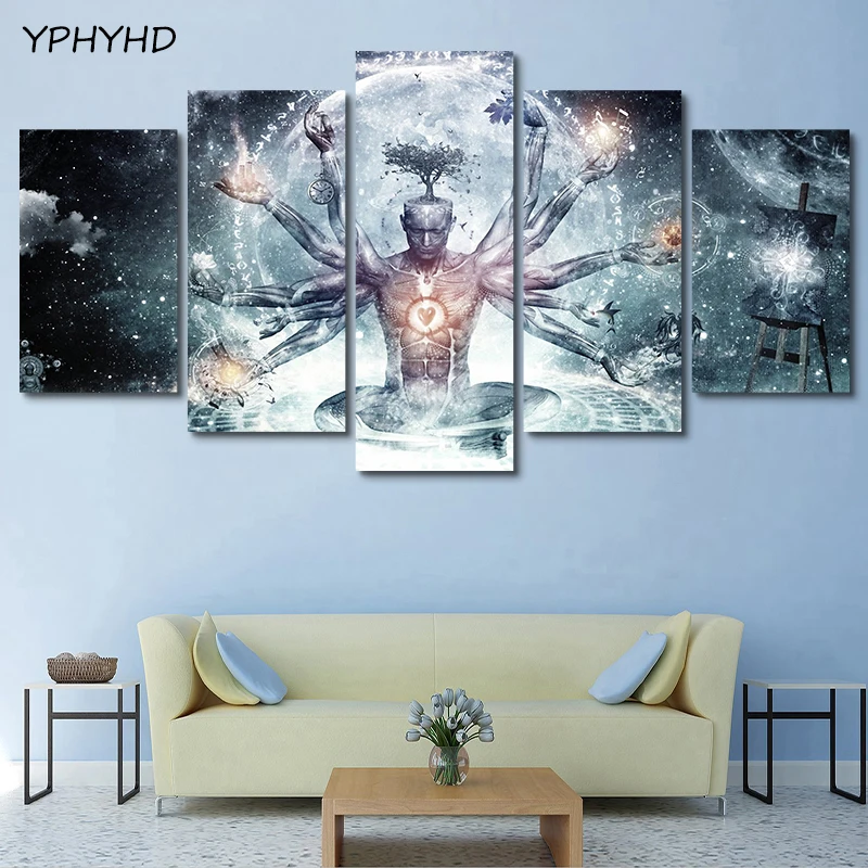 YPHYHD 5 Панель Картина модульная Современный Cuadros Alex серый украшение холст