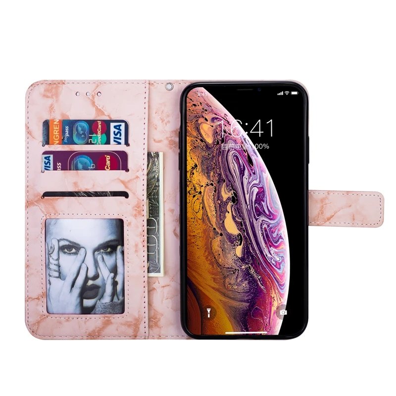 Мраморный блестящий кожаный чехол кошелек со звездой Луны для Iphone XS MAX XR X 10 8 7 6 S SE 5